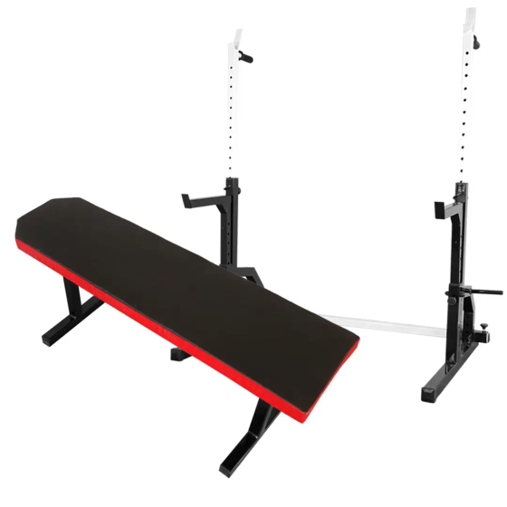 Скамья горизонтальная для жима + Стойки со страховкой 50 на 50 мм с брусьями и штырями под блины Киев