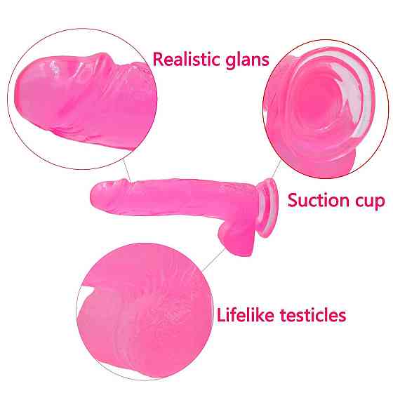 Фаллоимитатор с мошонкой - Jelly Studs Crystal Dildo Large 8