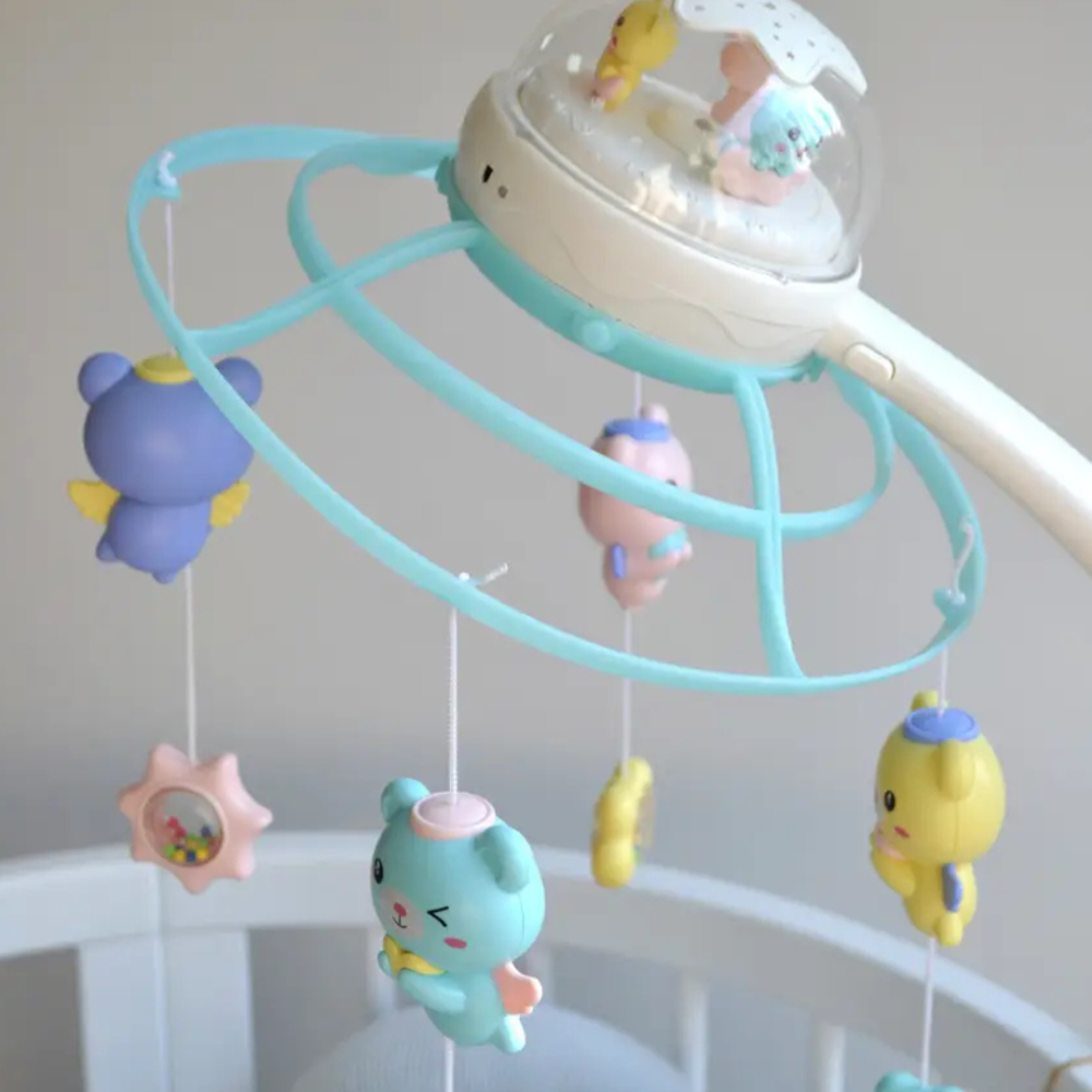 Дитячий музичний мобіль на ліжечко з проектором мобілі для немовлят на  76 мелодій блакитний  для хлопчика Київ - фото 2