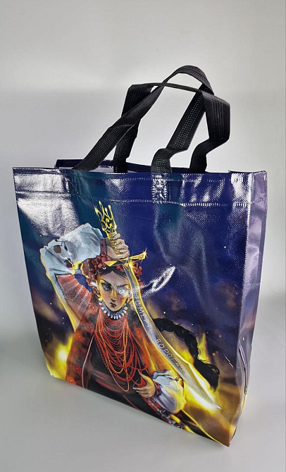 Сумка полипропиленовая с цветным рисунком  (30*38) №3 Козачка с мечем (1 шт) Харьков - изображение 2