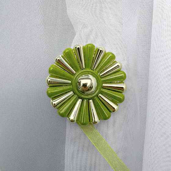 Магніти для штор і гардин Хризантема набір 2 шт Оливковий з золотистим (81-301) Київ