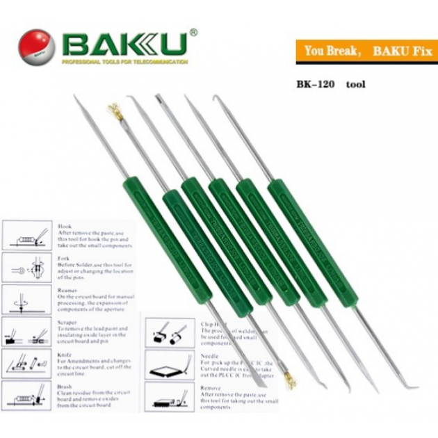 Набір інструментів BAKKU BK-120 (чіп тримач, удалітель, шило, скребок, вилка, розгортка), Blister Полтава - фото 1