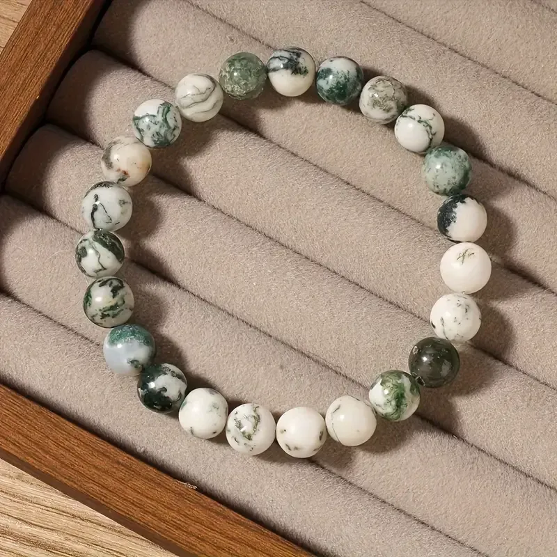 Браслет из натурального мохового агата, бусины 8 мм Киев - изображение 2