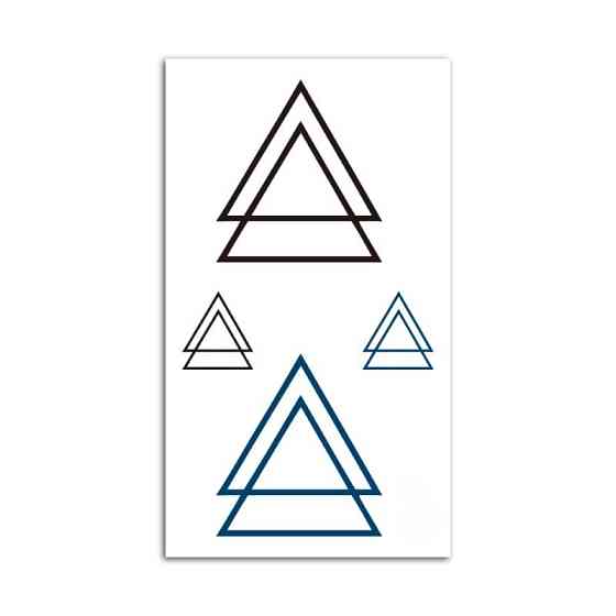 Переводна татуировка Геометричні трикутники 10 на 6 см чорно-синій Київ