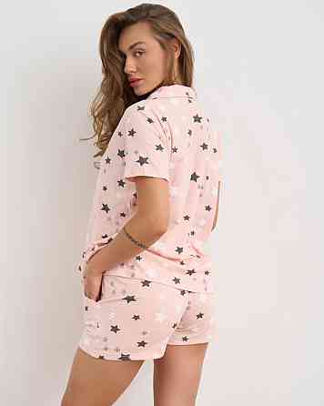 Женская пижама комплект рубашка с шортиками - звездочки Nicoletta 60238 XL Киев