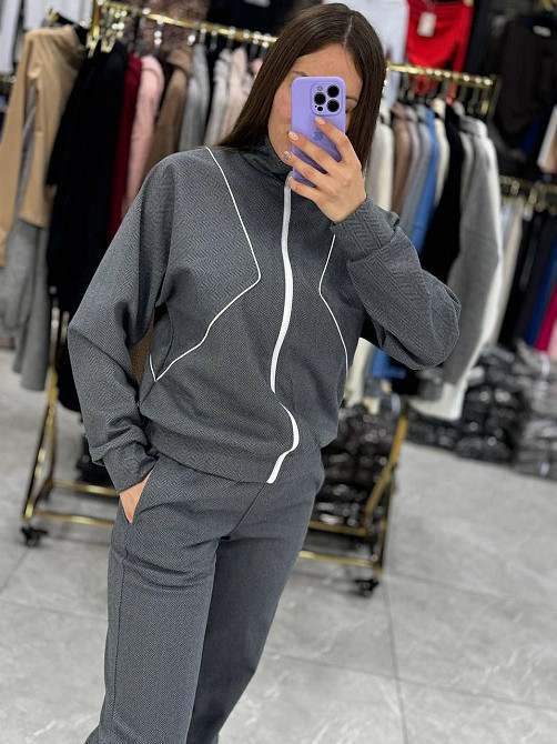 Стильний жіночий повсякденний костюм Кашемір на вовняній основі. Графіт, 42/44 Одеса - фото 2