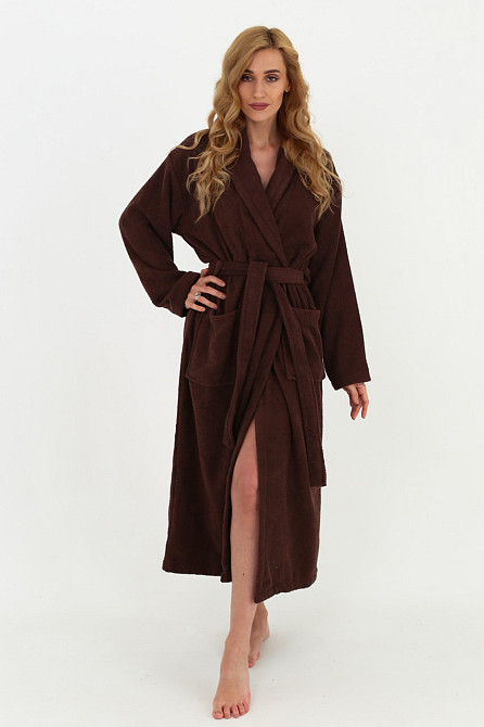 Женский халат Ideal Textile банный махровый коричневый M (56860452) Черновцы - изображение 1