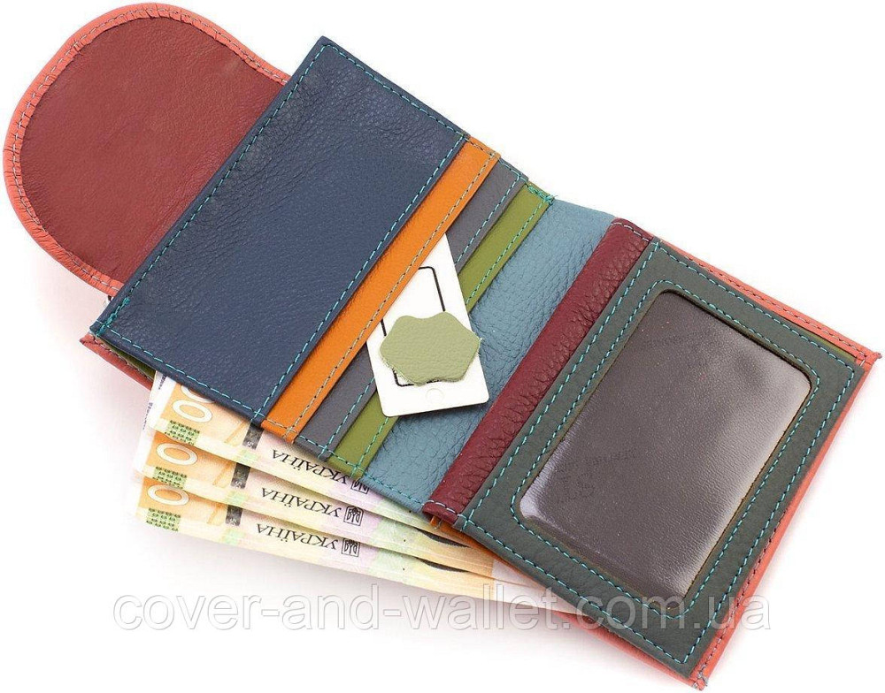 Невеликий жіночий гаманець коралового кольору з монетницею ST Leather Київ - фото 6