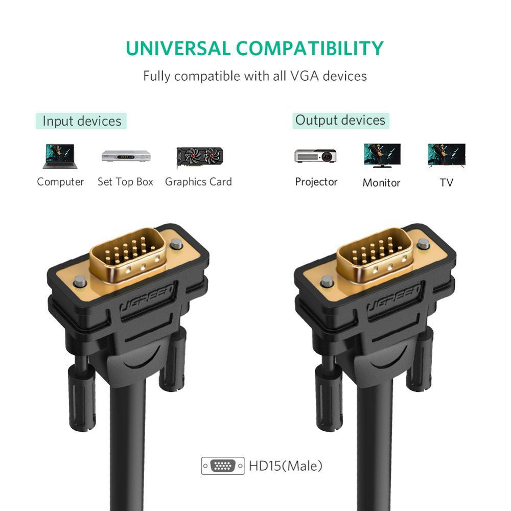 VGA кабель Ugreen 15-pin 1080p 11673 (Черный, 1м) Николаев - изображение 4