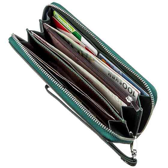 Женский клатч-кошелек на молнии Зеленый (ST Leather) Киев