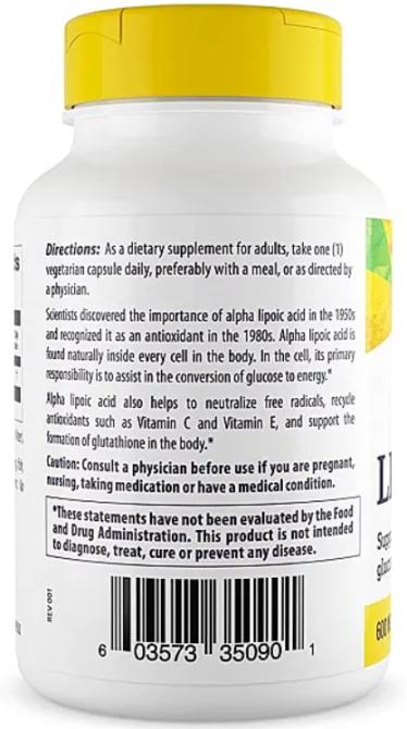 Альфа Ліпоєва кислота Healthy Origins Alpha Lipoic Acid 600 мг 60 капс Київ - фото 2