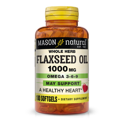 Трави Mason Natural Лляна олія 1000мг, Омега 3-6-9, Flax Seed Oil 1000mg Omega 3 (MAV13131) Вінниця - фото 1