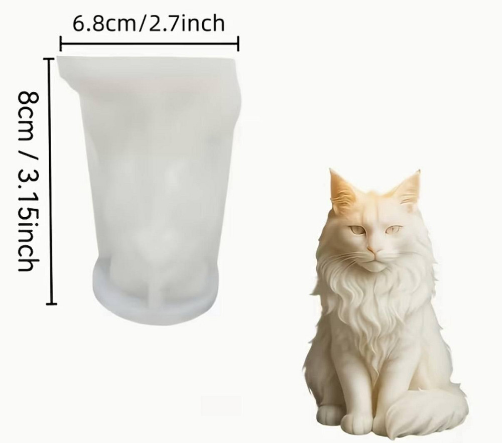 Силіконовий молд «Кіт Мейн-кун» для свічок і декору Київ - фото 2