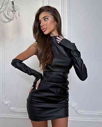 Женская элегантная романтичная мини-платье из эко-кожи Одесса