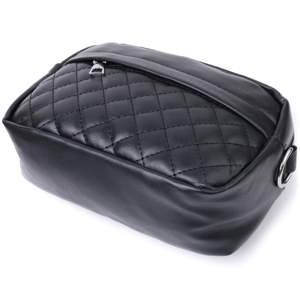 Удобная женская сумка кросс-боди с монетницей из экокожи Vintage 22796 Черный Киев - изображение 7