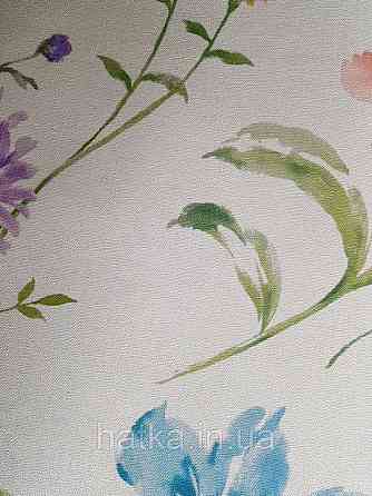 Шпалери вінілові на флізелін Marburg Shades квіти прованський стиль бузкові сині коричневі червоні на білому Київ