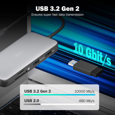 Порт-репликатор Digitus USB-C > 2xHDMI/2xUSB-A/USB-C/SD/MicroSD/RJ54 (DA-70915) Винница - изображение 2