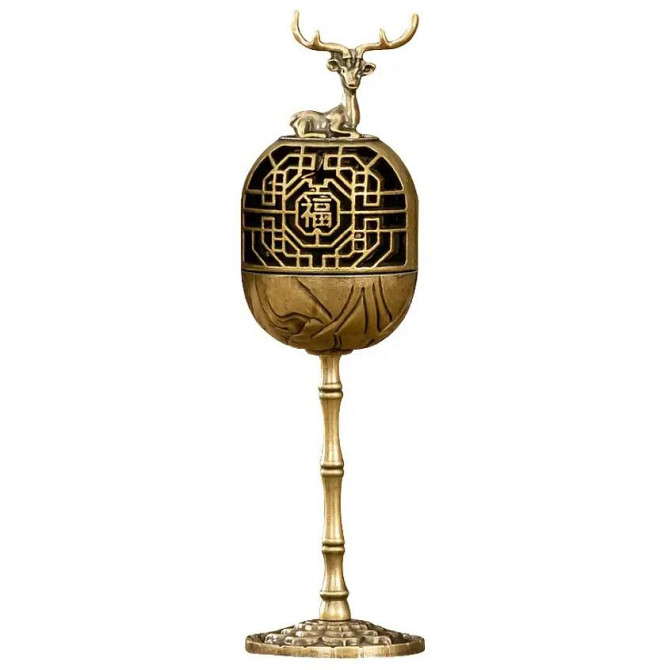 Изящный вертикальный держатель для благовоний с оленем. Мини-курильница на ножке 11,5 см Киев - изображение 2