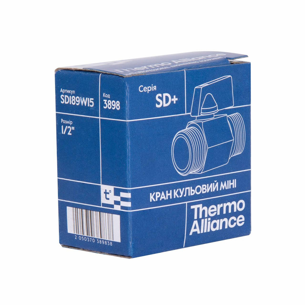 Кран кульовий Thermo Alliance Standart "Mini" 1/2" НР SD189W15 Київ - фото 9