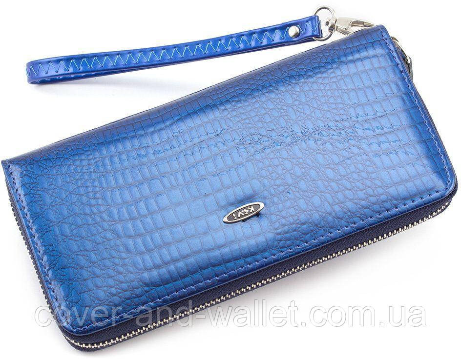 Стильний жіночий гаманець на блискавці синього кольору Kivi Київ - фото 8