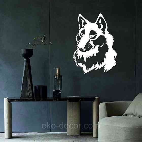 Декоративное настенное Панно «Волк», Декор на стену 70*50 см, Белый Киев