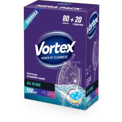 Таблетки для посудомийних машин Vortex All in 1 100 шт. (4823071623093) Вінниця