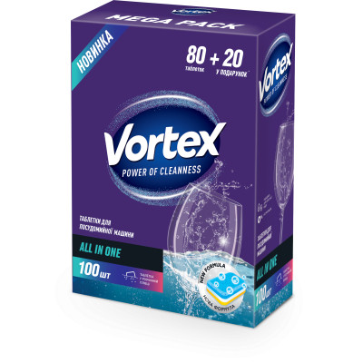 Таблетки для посудомийних машин Vortex All in 1 100 шт. (4823071623093) Вінниця - фото 1