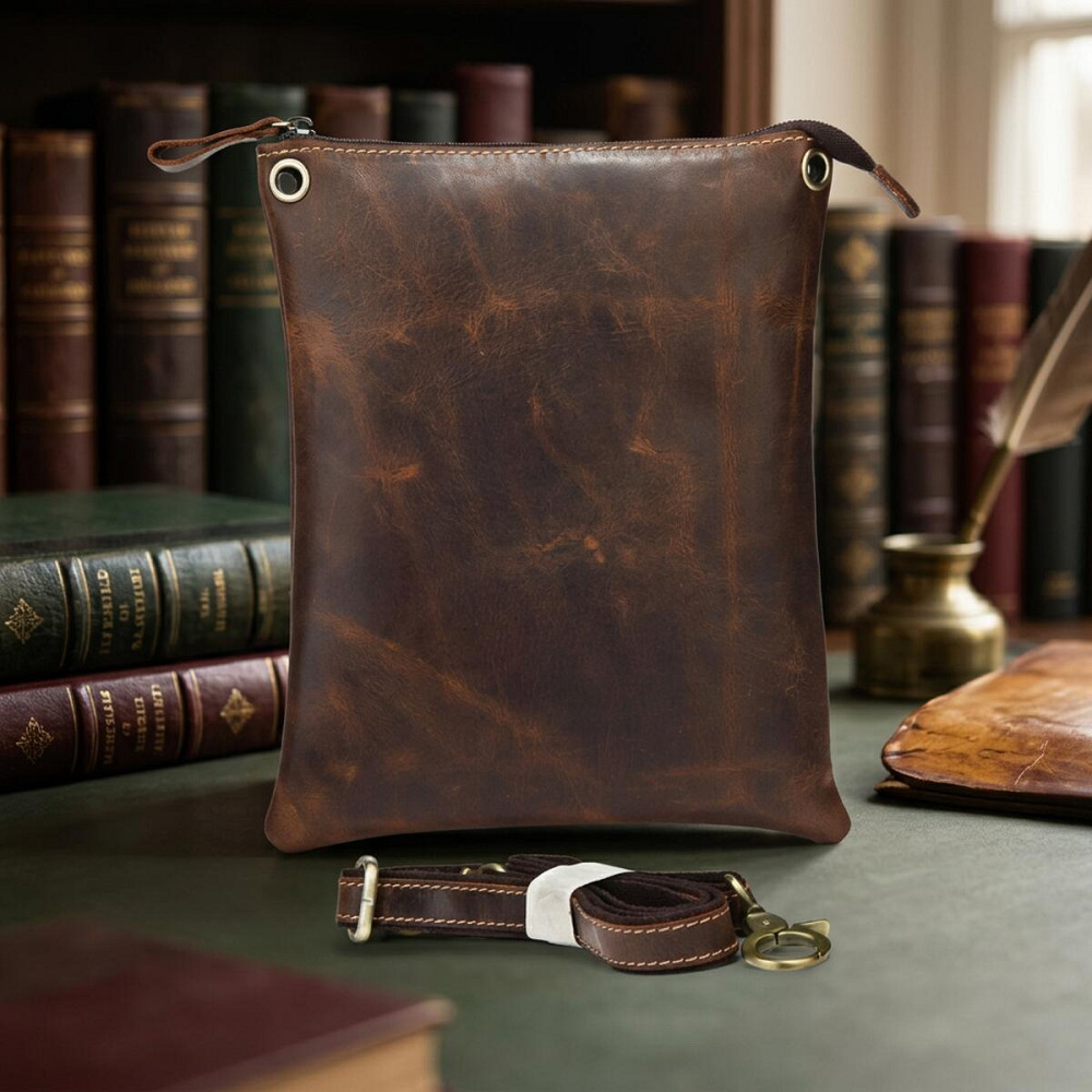 Шкіряна сумка планшет для документів та міста Vintage 14061 Коричнева Київ - фото 16