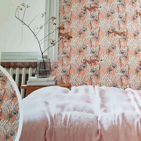 Шпалери вінілові на флізелін Caselio The Place to bed 0.53х10 м листя квіти рисі золотисті на теракотовому Київ