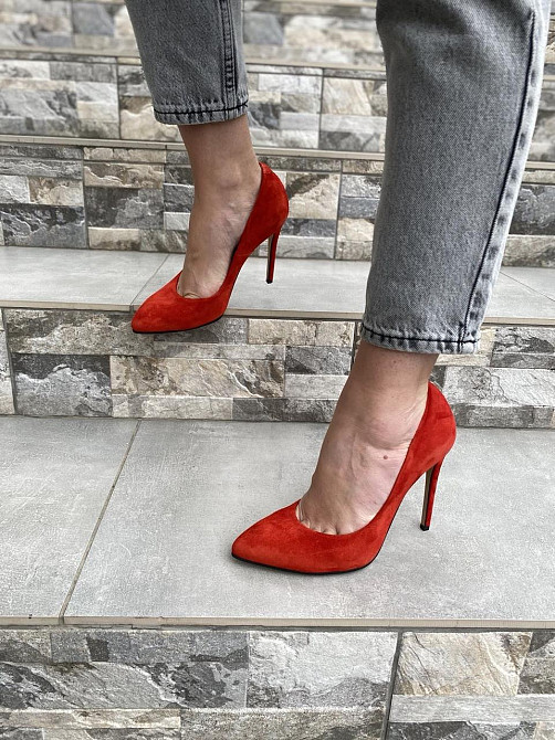 Туфлі жіночі M-LUX червоні натуральна замша каблук 10.5 см 38 р. (91020) Коломия - фото 9