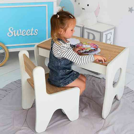Детский комплект мебели для занятий и творчества столик с ящиком и стульчик Стол и стул в детскую Киев