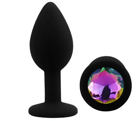 Силіконова анальна пробка EGZO - Silicone Black Round Plug Rainbow, size S Sex Aura Київ