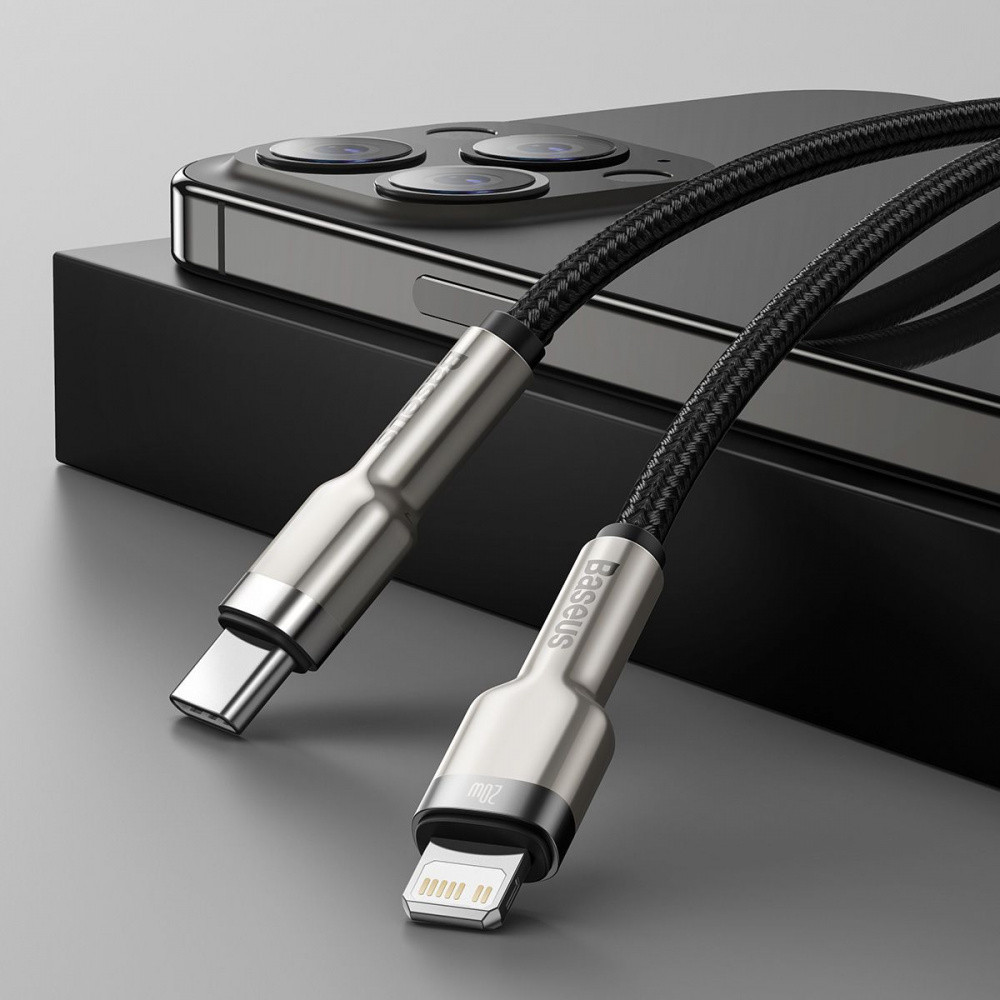 Кабель Baseus Cafule Metal Type-C to Lightning PD 20W 2м білий Львів - фото 5