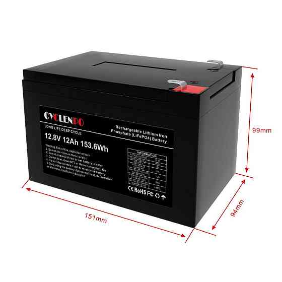 Акумуляторна батарея літій-залізо-фосфатна 12.8В 12Аг Cyclen 12.8V 12AH LiFePo4 (44-00076) Київ