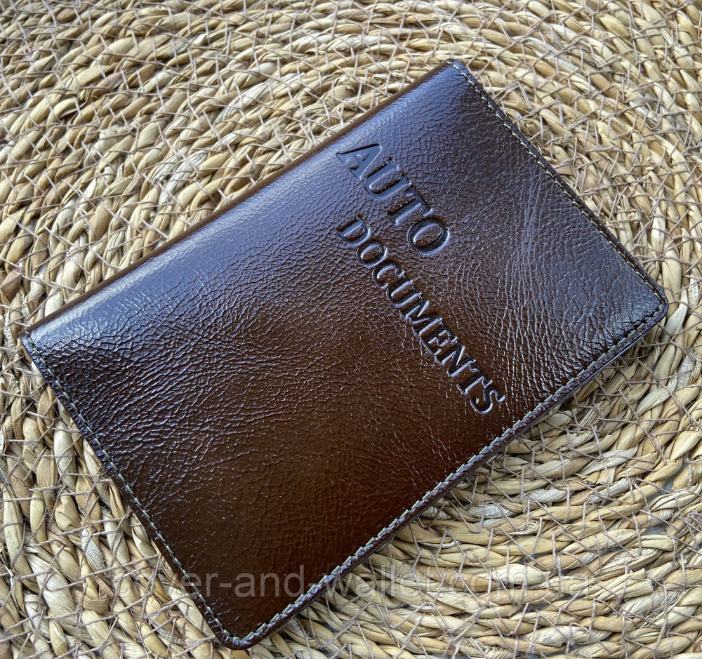 Кожаная обложка для авто документов коричневого цвета ST Leather Киев - изображение 7