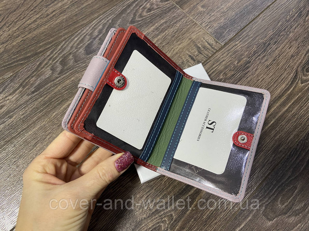 Маленький жіночий шкіряний гаманець світло-рожевого кольору на магнітній фіксації ST 259 Київ - фото 7