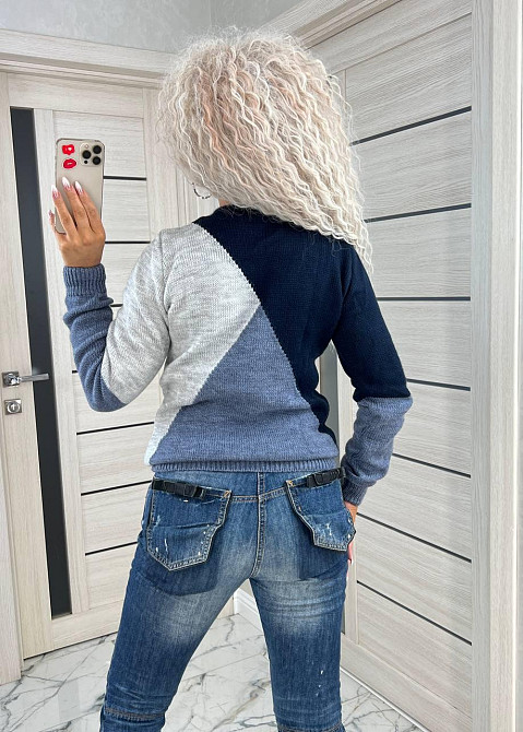 Женский модный свитер  трехцветый. 42-46р Київ - фото 6