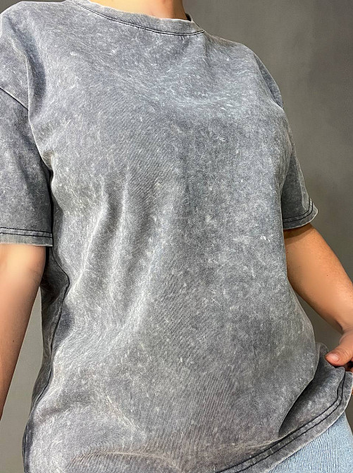 Футболка жіноча A-N 26662 тай-дай варена базова універсальна, сірий, one size Одеса - фото 7