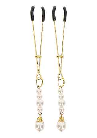 Затискачі на соски з намистинами Taboom Nipple Play Tweezers With Pearls, золотисті Sex Aura Київ