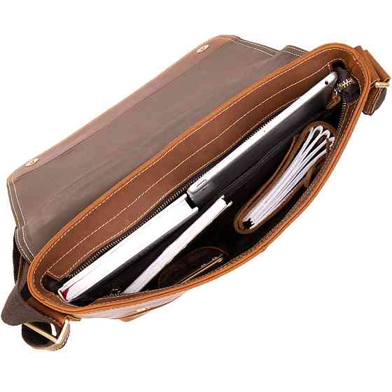 Сумка матовая мужская почтальонка Vintage 20399 Рыжая Киев