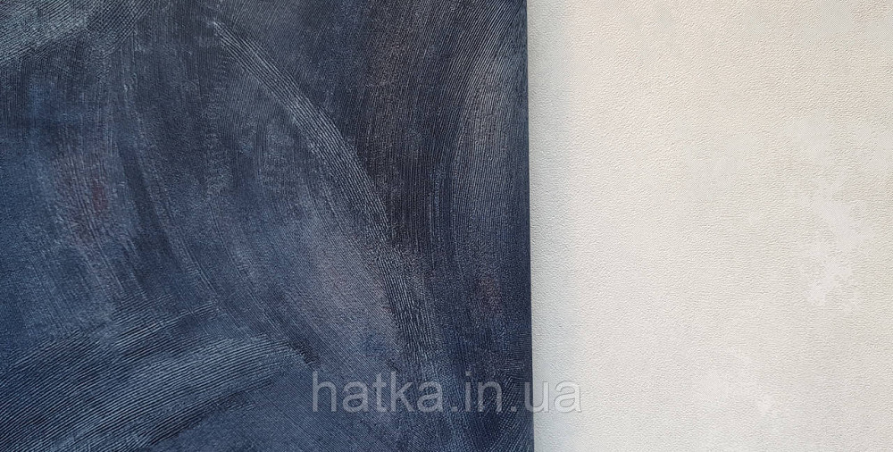 Шпалери вінілові на флізеліні Grandeco Ameli абстракція мазки смужки структурні темно-сині Київ - фото 3