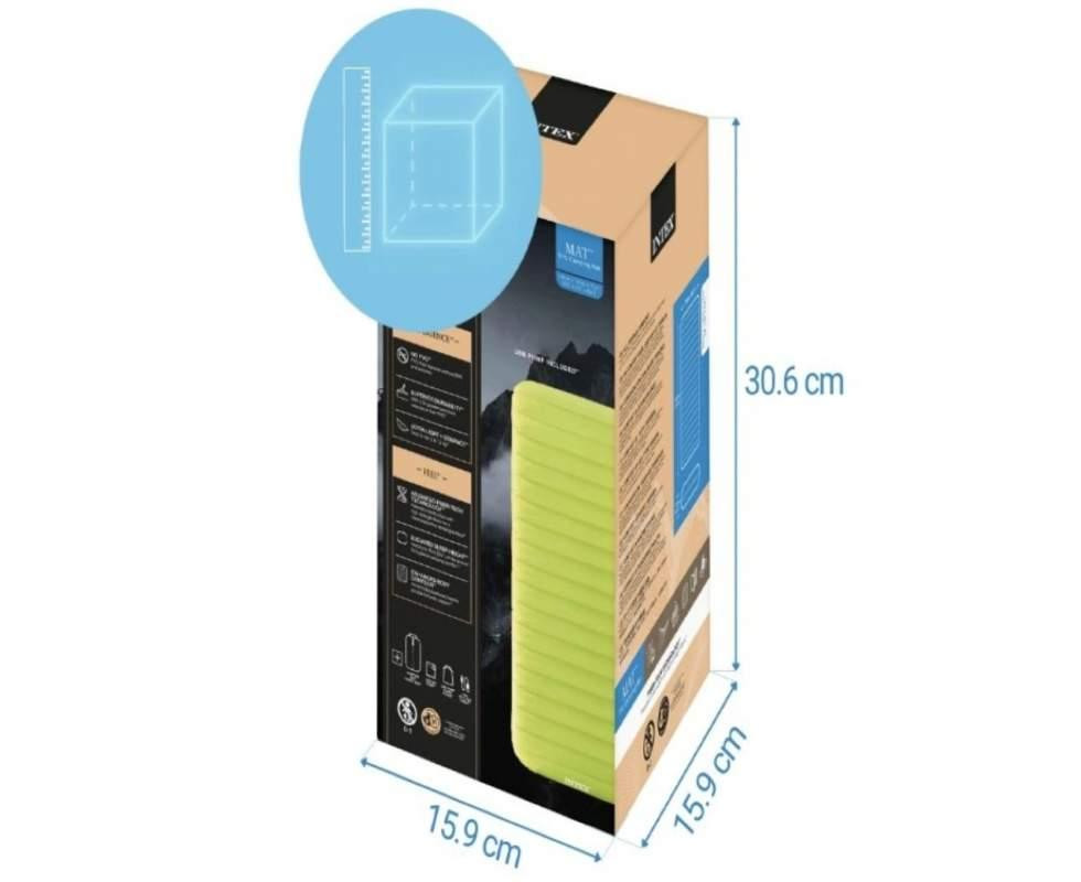 Матрац надувний одномісний велюровий Intex з електронасосом USB та сумкою 76x191x17 см Зелений (64097) Чернігів - фото 8