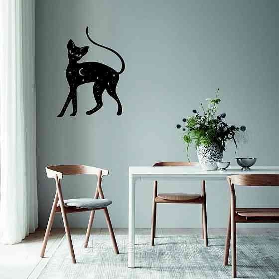 Декоративное настенное 3D Панно «Кот» Декор на стену с объемом 90*67 см, Черный Киев