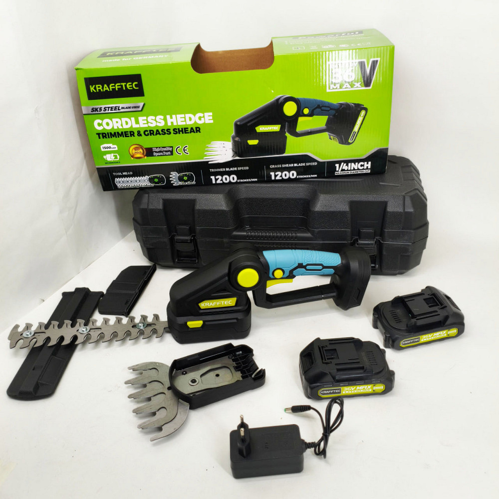 Аккумуляторные ножницы кусторез Krafftec 2 в 1 два аккумулятора зарядное пластиковый кейс WZ-24 Львов - изображение 3