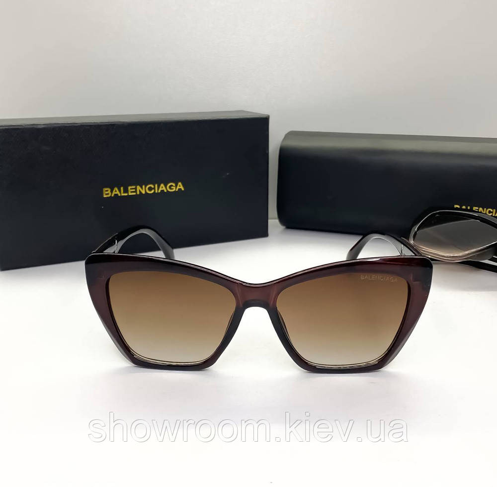 Жіночі сонцезахисні окуляри Balenciaga (06110) brown Київ - фото 3