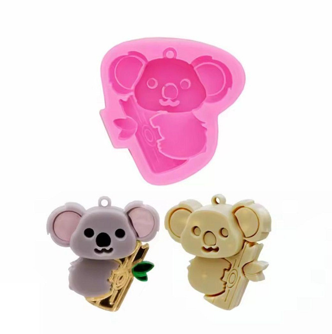Молд для сережек Коала маленький 45 на 35 мм розовый Киев - изображение 1
