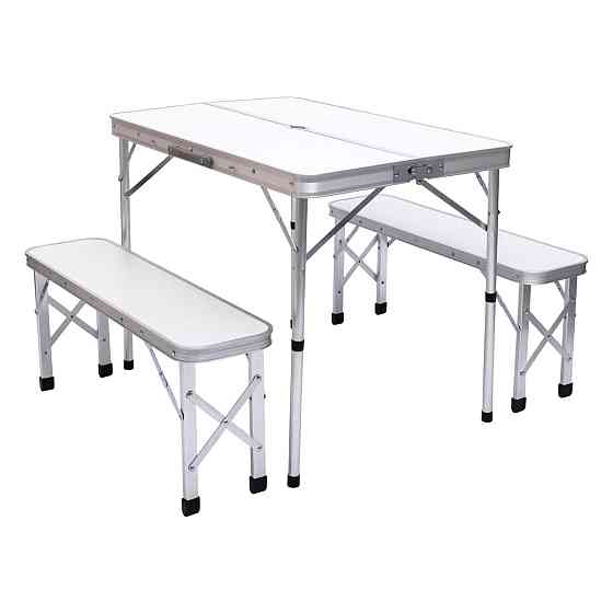 Комплект туристичний стіл + 2 лавки складні меблі Білий Lugi JY-9060W Коломыя