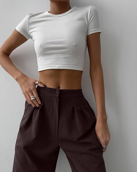 Женские базовые брюки палаццо костюмка Шоколадный, 46/48 Одесса - изображение 6