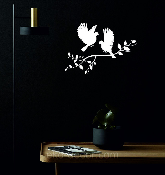 Декоративное настенное Панно «Птички Два голубя», Декор на стену 90*57 см, Белый Киев - изображение 3
