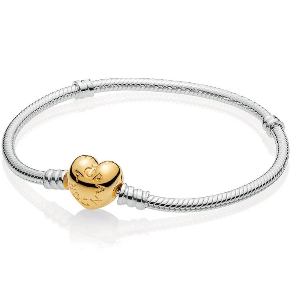 Срібний браслет для намистин Пандора  основа  "Золоте серце" 590727CZ MasterSem Київ - фото 2